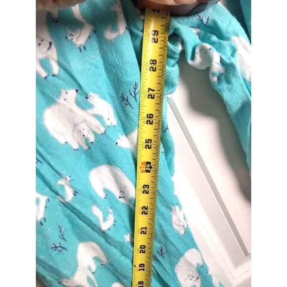 Munki Munki Fleece Pajama Set Polar Bear Print Turquoise Long Sleeve Top & Pants - Picture 8 of 16